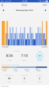 Sleep data in the Health Mate app